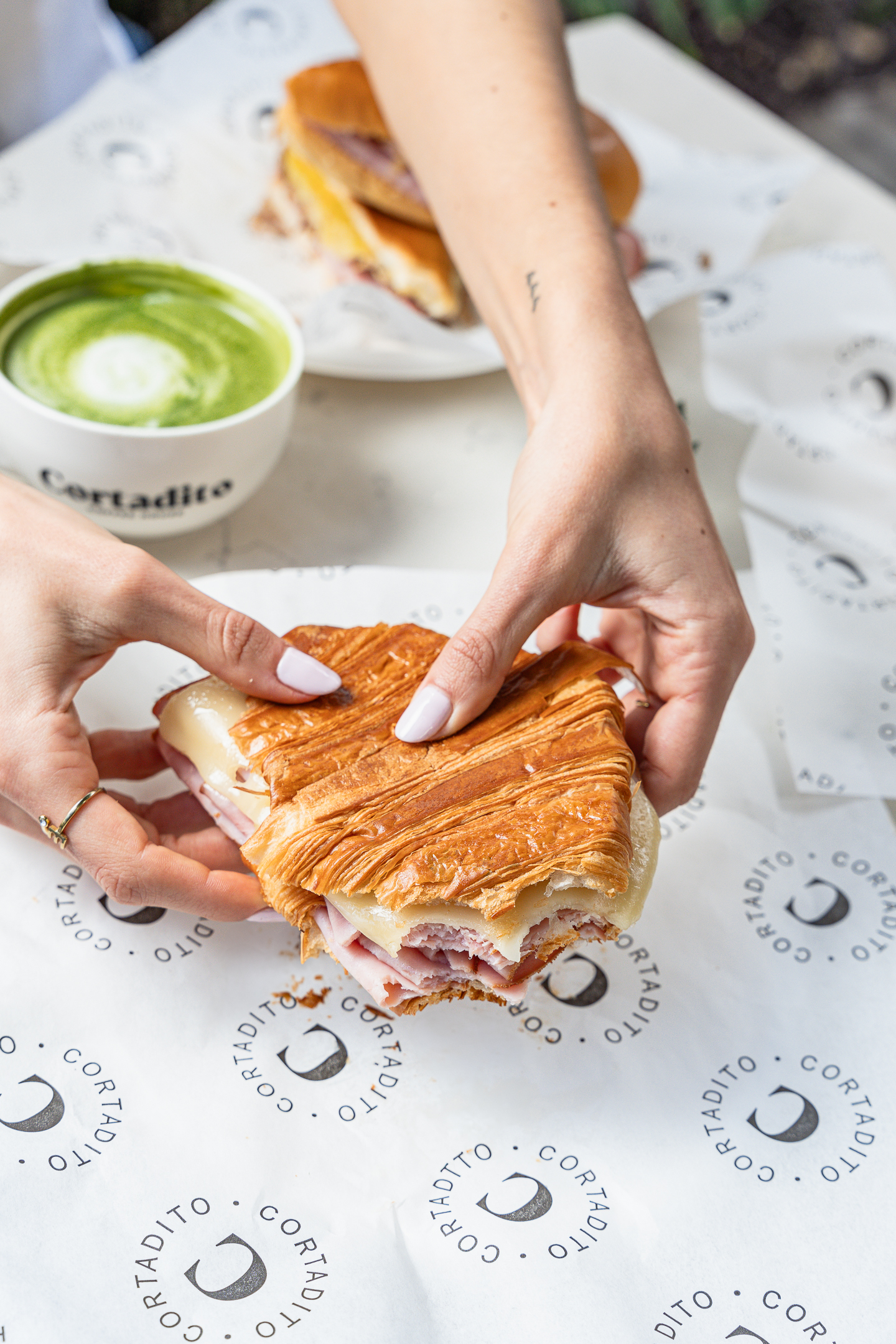 pressed-croissant-and-matcha-late-cortadito-coffee-house